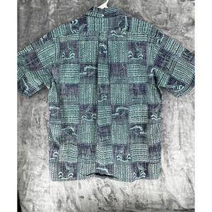 Reyn Spooner Men's Short Sleeve Cotton Size L Fish Tail Hawaiian Print Shirt